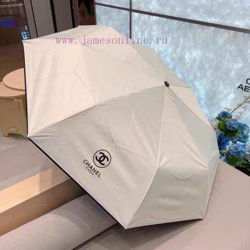 CHANEL 2024 new solid color wrapped edge three fold automatic folding umbrella with delicate1up0p856 - Image 10