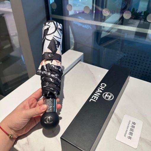 CHANEL tea flower pattern three fold automatic folding umbrella classic hot selling, using Tjesgtb0b - Image 4
