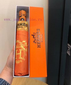 Herm è s Classic Orange Premium H Home Triple Fold Automatic Umbrella is presented with its fqxsdf1n