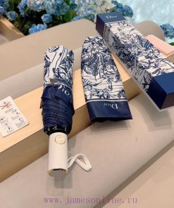 DIOR Flower and Bird Triple Fold Automatic Folding Umbrella Fashion OEM Quality Exquisite Deshrvycvd