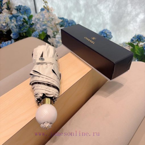 CHANEL pearl handle, five fold manual folding umbrella, made of UV resistant umbrella fabricc99bex9p - Image 2