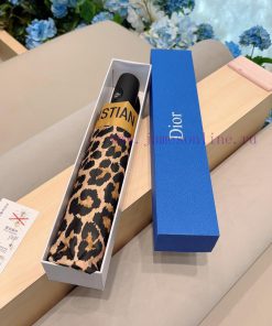 DIOR's new leopard print pattern, three fold automatic folding umbrella, fashionable OEM quarlwin87j