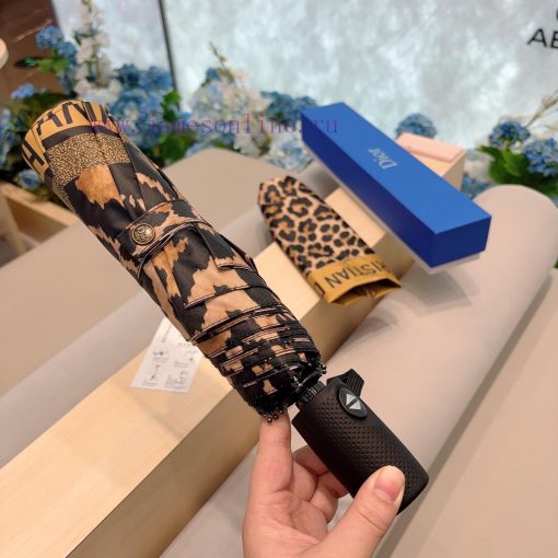 DIOR's new leopard print pattern, three fold automatic folding umbrella, fashionable OEM quarlwin87j - Image 4