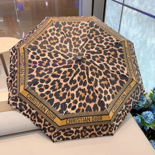 DIOR's new leopard print pattern, three fold automatic folding umbrella, fashionable OEM quarlwin87j - Image 9