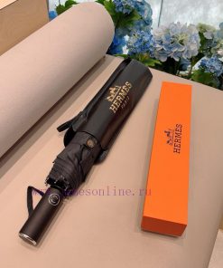 Herm è s Black Dark Pattern Men's Premium H Home Triple Fold Automatic Umbrella is presenteddkflre1g
