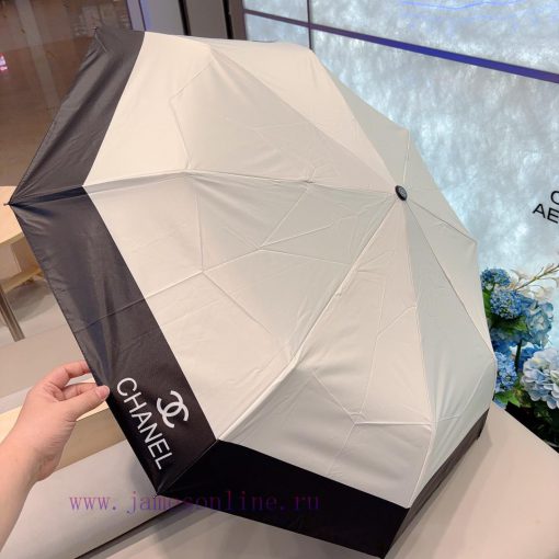 CHANEL Classic Splicing Triple Fold Automatic Folding Umbrella Made of Taiwan Imported UV Prpfpvug0r - Image 9