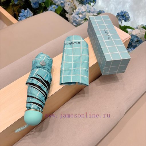 Tiffany Mini Small Sized Grid Five Fold Hand Folding Sunny Umbrella, New and Popular, Comes dx62ut4e - Image 3