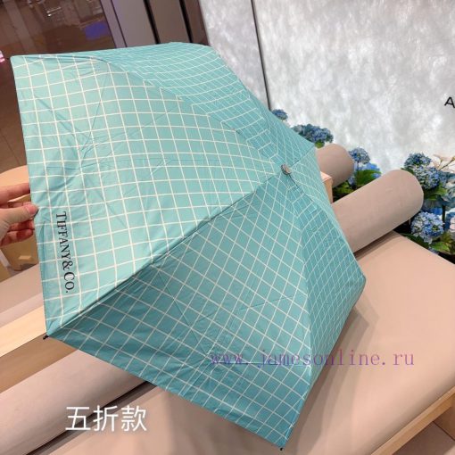 Tiffany Mini Small Sized Grid Five Fold Hand Folding Sunny Umbrella, New and Popular, Comes dx62ut4e - Image 10