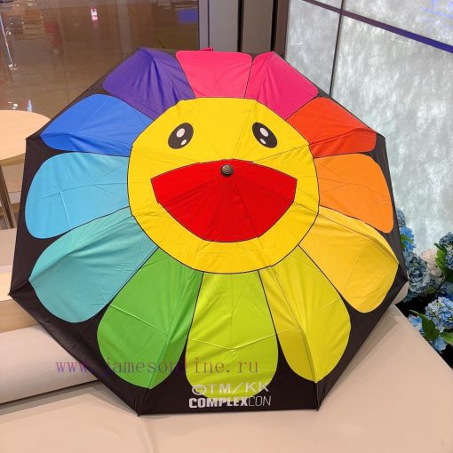 Trendy Murakami Takashi Sunflower Triple Fold Automatic Sunny Umbrella with Elegant Design, p90u57kd - Image 9