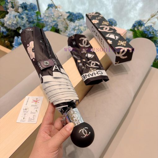 CHANEL Accessories Triple Fold Automatic Folding Umbrella Made from Taiwan Imported UV Protem9pcsw6p - Image 4