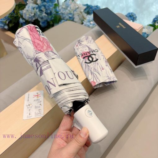 CHANEL flower branch three fold automatic folding umbrella uses Taiwan imported UV resistantzadc6kwu - Image 4