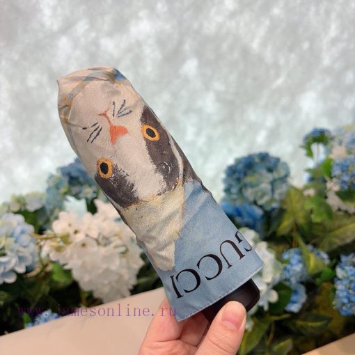 GUCCIGucci Cat Pattern 50% Fold Manual Folding Sunny Umbrella Made of Taiwan Imported UV Proclrie0d8 - Image 4