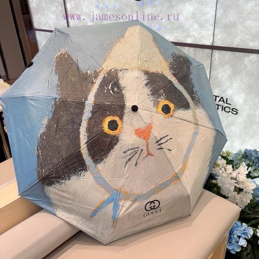 GUCCIGucci Cat Pattern 50% Fold Manual Folding Sunny Umbrella Made of Taiwan Imported UV Proclrie0d8 - Image 8