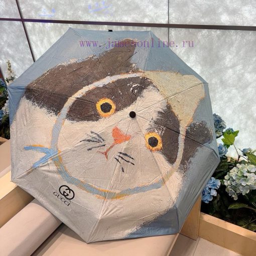 GUCCIGucci Cat Pattern 50% Fold Manual Folding Sunny Umbrella Made of Taiwan Imported UV Proclrie0d8 - Image 10