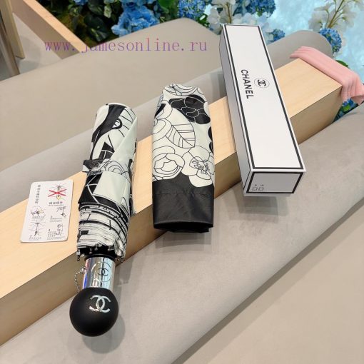 CHANEL Chanel Camellia Classic Returns, Triple Fold Automatic Folding Sunny Umbrella with Chimwpyf8v - Image 3