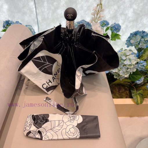 CHANEL Chanel Camellia Classic Returns, Triple Fold Automatic Folding Sunny Umbrella with Chimwpyf8v - Image 7
