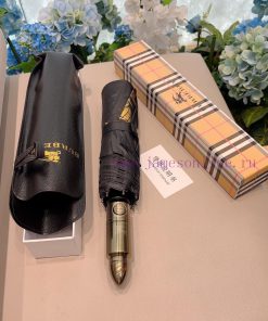 Burberry Bullet Handle New Solid Color Grid Edge Triple Fold Automatic Folding Umbrella Annu3toerocn