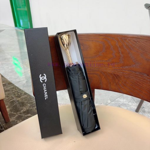CHANEL metal rose headband, golden noble rose, three fold folding hand opening umbrella, blojd2iltzz
