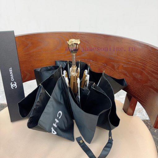 CHANEL metal rose headband, golden noble rose, three fold folding hand opening umbrella, blojd2iltzz - Image 5