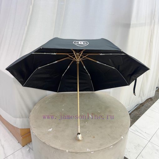 CHANEL metal rose headband, golden noble rose, three fold folding hand opening umbrella, blojd2iltzz - Image 10