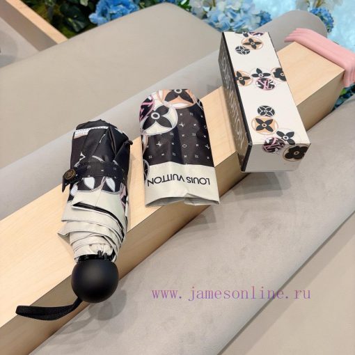 LOUIS VUITTON LV Five Fold Handheld Sunny Umbrella with New Coating Technology, Dark Umbrellrt9wsubt