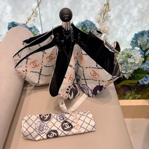 CHANEL tea flower three fold automatic folding umbrella selects Taiwan imported UV resistanth6by262u - Image 7