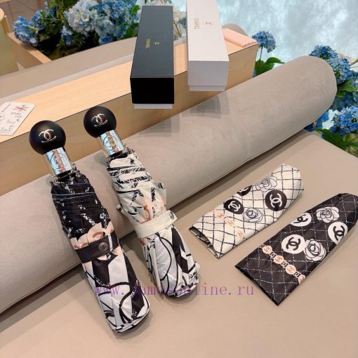 CHANEL tea flower three fold automatic folding umbrella selects Taiwan imported UV resistanth6by262u - Image 8