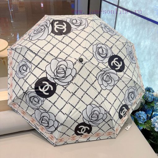 CHANEL tea flower three fold automatic folding umbrella selects Taiwan imported UV resistanth6by262u - Image 9