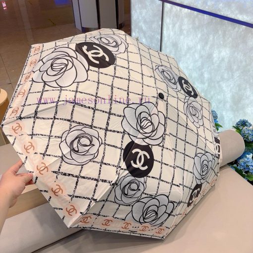 CHANEL tea flower three fold automatic folding umbrella selects Taiwan imported UV resistanth6by262u - Image 10