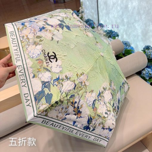 CHANEL's green rose five fold manual folding umbrella is made of Taiwan imported UV resistan30wpryhq - Image 9