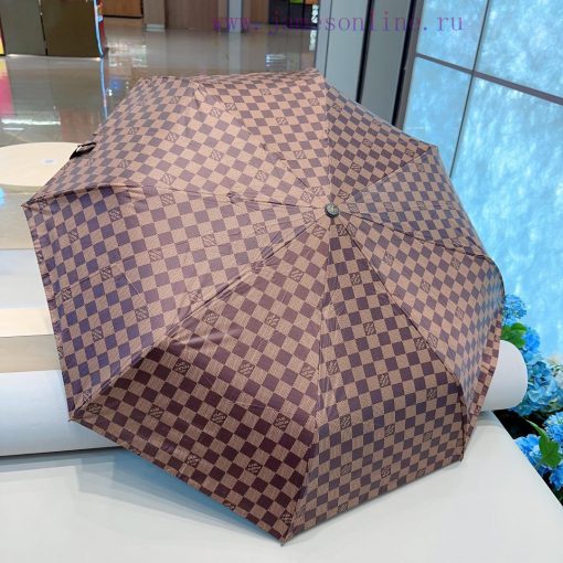 LOUIS VUITTON: Louis Vuitton Checkered Three Fold Automatic Folding Umbrella with New Coatinop93p30d - Image 9