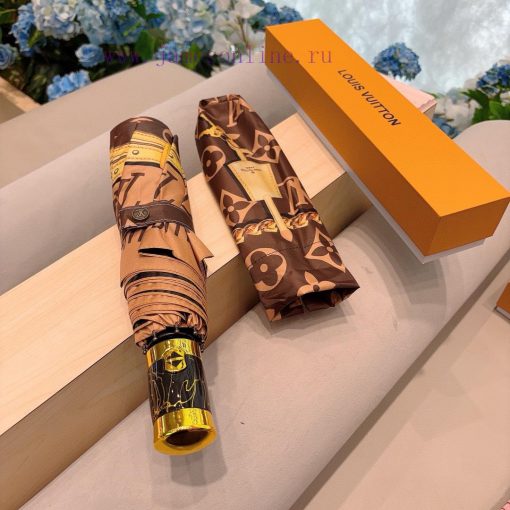 LOUIS VUITTON Louis Vuitton Classic Chain ️ Triple fold Automatic Folding Sunny Umbrella Newxm6kc7z7 - Image 2