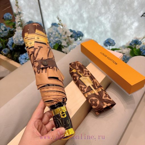 LOUIS VUITTON Louis Vuitton Classic Chain ️ Triple fold Automatic Folding Sunny Umbrella Newxm6kc7z7 - Image 3