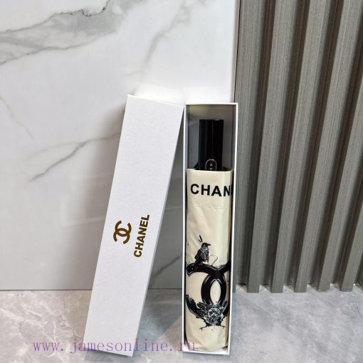 CHANEL Bird 2024 Summer New Fully Automatic Folding UmbrellaBlack coating sunscreen effectivawkrytvs