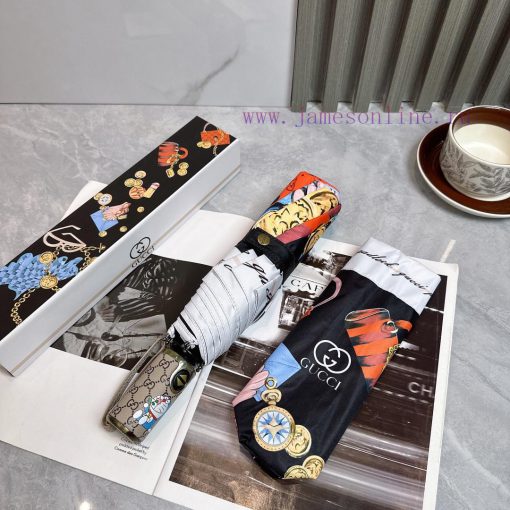 GUCCI Little Girl 2024 Summer New Folding Sunny UmbrellaBlack coating sunscreen effectively t2lw2ajf - Image 3