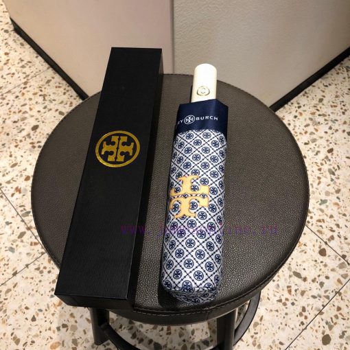 Tory Burch Triple fold Fully Automatic Black Rubber Sunshade and Sunscreen UV Clear Umbrella5s5mbd9y
