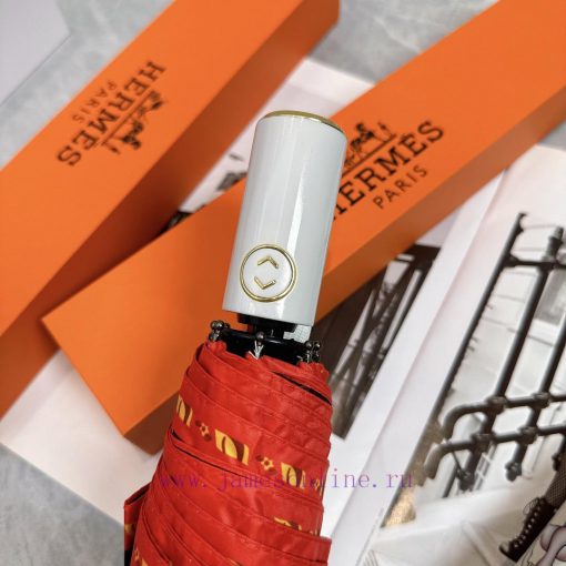 Hermes Crown 2024 Summer New Fully Automatic Folding UmbrellaBlack coating sunscreen effectifmaw1ew3 - Image 4