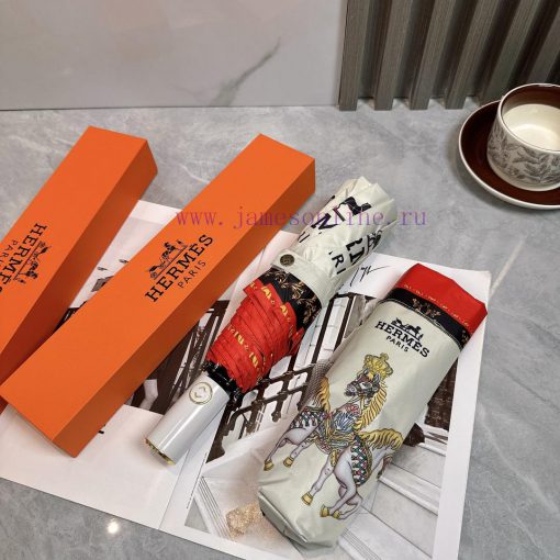 Hermes Crown 2024 Summer New Fully Automatic Folding UmbrellaBlack coating sunscreen effectifmaw1ew3 - Image 7