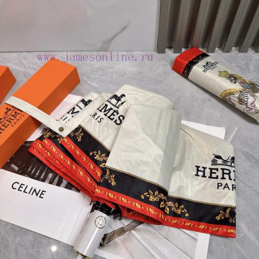 Hermes Crown 2024 Summer New Fully Automatic Folding UmbrellaBlack coating sunscreen effectifmaw1ew3 - Image 8