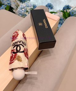 CHANEL Red Rose 50% Fold Manual Folding Sunny Umbrella Made of Taiwan Imported UV Protectiveg63m4tmr