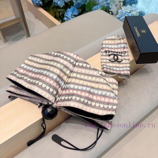 CHANEL Love Rainbow Five Fold Hand Foldable Sunny Umbrella with Exquisite Craftsmanship, Fas7uapkphs - Image 5