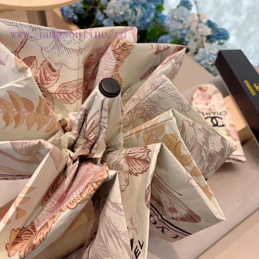 CHANEL Pink Butterfly 🦋 Triple fold automatic folding umbrella with exquisite workmanship, ssslzo78l - Image 6