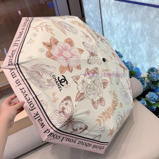 CHANEL Pink Butterfly 🦋 Triple fold automatic folding umbrella with exquisite workmanship, ssslzo78l - Image 8