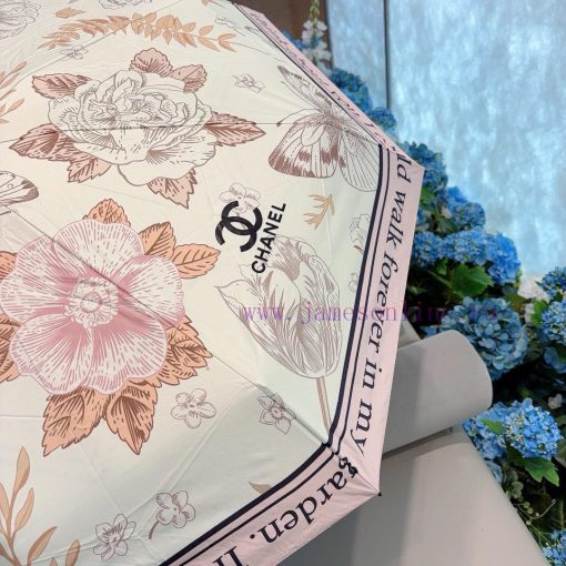 CHANEL Pink Butterfly 🦋 Triple fold automatic folding umbrella with exquisite workmanship, ssslzo78l - Image 9