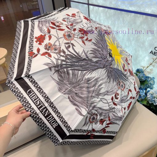DIOR, Dior flamingo pattern, three fold automatic folding umbrella, fashionable OEM quality,sk9tbq4r - Image 9