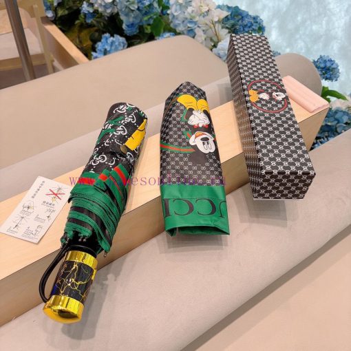 GUCCIGucci Mickey three fold automatic folding umbrella for sunny and rainy days, with OEM qv3io2e0d - Image 2