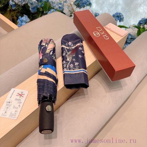 GUCCIGucci Eight Birds Picture Three Fold Automatic Folding Sunny Umbrella Sunny Sun Sunshadt10ppo06 - Image 3