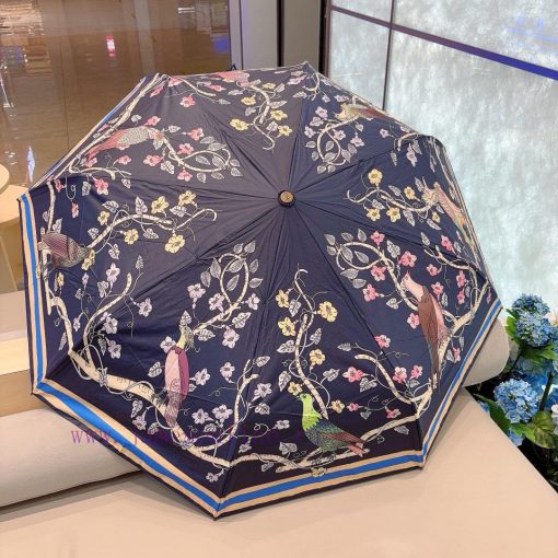 GUCCIGucci Eight Birds Picture Three Fold Automatic Folding Sunny Umbrella Sunny Sun Sunshadt10ppo06 - Image 8