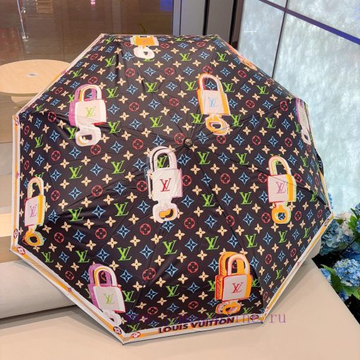 LOUIS VUITTON 2024 New Printed Key Explosive Pattern Triple Fold Automatic Folding Sunny Umbz4gqp65i - Image 9