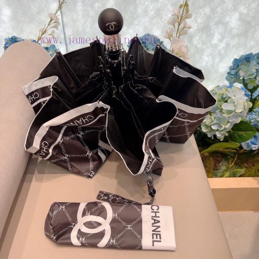 CHANEL's diamond logo is a three fold automatic folding umbrella made of imported UV resistamzzidcyz - Image 5